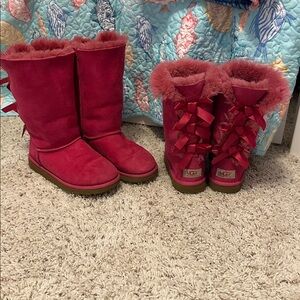 Pre-loved ugg Bailey bows boots pink size 13 and 4